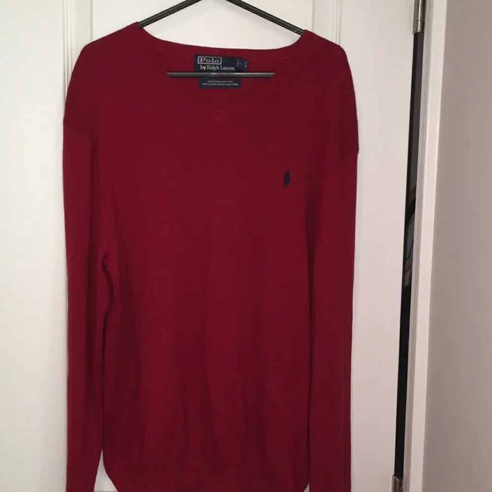 Polo Ralph Lauren Sunday Red Cotton V neck sweater